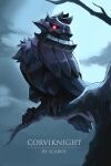  absurdres artist_name beak character_name claws clouds corviknight highres looking_at_viewer moon night night_sky no_humans pokemon pokemon_(creature) red_eyes scarvii sky solo wings 