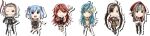  6+girls ahoge alternate_hair_color aqua_hair blue_eyes blue_hair braid brown_hair chibi fire_emblem fire_emblem_fates grey_eyes grey_hair hairband highres hosizorahikari low_twin_braids midori_(fire_emblem) multiple_girls nina_(fire_emblem) one_eye_closed ophelia_(fire_emblem) parted_bangs redhead soleil_(fire_emblem) sophie_(fire_emblem) swept_bangs twin_braids twintails velouria_(fire_emblem) wide_image 