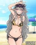  1girl beach bikini idiotoftheeast long_hair slaanesh smile 