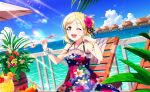 blonde_hair blush dress love_live!_school_idol_festival_2 love_live!_sunshine!! ohara_mari short_hair smile wink yellow_eyes