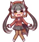  1girl animal_ears blazer extra_ears fox_ears fox_girl fox_tail gloves hat hikarikmy island_fox_(kemono_friends) jacket kemono_friends kemono_friends_v_project long_hair looking_at_viewer necktie open_mouth pantyhose ribbon shirt shoes simple_background skirt solo tail twintails virtual_youtuber yellow_eyes 
