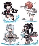  abyssal_ship ahoge binoculars black_hair black_skirt chibi closed_mouth fuyutsuki_(kancolle) gloves hachimaki hair_flaps hair_ornament hair_ribbon headband headgear highres holding i-class_destroyer kantai_collection long_hair machinery multiple_girls musical_note open_mouth pleated_skirt poipoi_purin ponytail ribbon rigging sailor_collar school_uniform shigure_(kancolle) shigure_kai_ni_(kancolle) short_hair simple_background single_thighhigh skirt socks standing thigh-highs very_long_hair water white_background white_gloves white_ribbon white_sailor_collar yahagi_(kancolle) yahagi_kai_ni_(kancolle) yukikaze_(kancolle) yukikaze_kai_ni_(kancolle) 