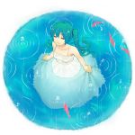  aqua_hair dress fish green_hair hatsune_miku music musical_note skirt solo twintails vocaloid water wet 