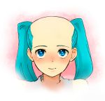  bald bald_spot blue_hair blush hatsune_miku kintsuku parody simple_background twintails vocaloid what 