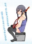  amplifier guitar highres instrument k-on! nakano_azusa nanako_(artist) one-piece_swimsuit ponytail school_swimsuit solo swimsuit thigh-highs thighhighs 