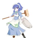  /jp/ blue_eyes blue_hair broom highres maid_headdress meido pantyhose solo thigh-highs vacuum vacuum_cleaner 