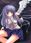  angel_beats! angel_wings blazer blue_hair chains red_eyes school_uniform shiraha skirt tachibana_kanade wings 