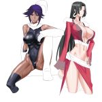  bleach boa_hancock breasts cleavage dark_skin hip_bones huge_breasts incomplete legs leotard long_hair long_legs makacoon midriff one_piece purple_hair shihouin_yoruichi sideboob sketch sletch smile thigh-highs thighhighs thighs 