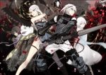  braid brother_and_sister character_request emil_(no.7) grimoire_weiss izumi_(nagashi) kaine_(nier) nier nier_(character) short_hair siblings sword teenage weapon white_hair yonah 