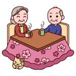  cat couple grey_hair kotatsu misaki_(sozaiya) old_man old_woman original sitting smile 