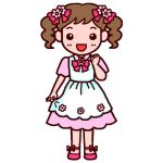  :d black_eyes brown_hair child flower happy misaki_(sozaiya) original ribbon smile solo standing 