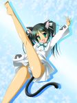  barefoot cat_ears cat_tail feet francesca_lucchini kamiya_tomoe panties solo strike_witches striped striped_panties tail twintails underwear 