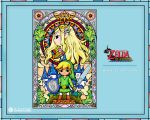  belt black_eyes blonde_hair boots castle hair_ornament hat ivy jewelry link necklace nintendo official_art plant pointy_ears princess_zelda shield stained_glass sword the_legend_of_zelda tiara toon_link wallpaper watermark weapon wind_waker 