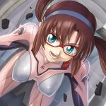  blue_eyes brown_hair evangelion:_2.0_you_can_(not)_advance glasses hamoto highres makinami_mari_illustrious neon_genesis_evangelion plugsuit rebuild_of_evangelion test_plugsuit 