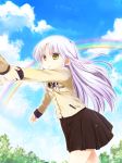  cloud dragging long_hair mina_m pulling purple_hair rainbow school_uniform sky tachibana_kanade yellow_eyes 