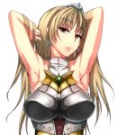  armor armpits blonde_hair breasts brown_eyes cisna kamita large_breasts long_hair shirokishi_monogatari solo 