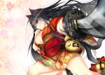  animal_ears bell black_hair cat_ears cat_tail gourd japanese_clothes katana kimono kitsuneudon long_hair original sword tail weapon 