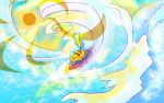  hakugin23 highres no_humans pikachu pokemon pokemon_(creature) sun sunlight surf surfboard surfing surfing_board wallpaper 