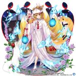  1girl alternate_costume blonde_hair brown_eyes closed_mouth copyright_name dress flower fox fox_mask fox_tail full_body game_cg japanese_clothes kimono kitsune lantern long_sleeves looking_at_viewer mask multiple_tails rotte_(1109) short_hair sile socks tail third-party_source touhou touhou_lost_word white_dress white_flower white_footwear white_headwear white_kimono white_socks yakumo_ran yakumo_ran_(white_youkai_flame_in_procession) 