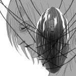  2girls annie_leonhardt closed_eyes commentary_request crystal female_titan greyscale hood hoodie jacket kaos_(kkkakao) monochrome multiple_girls rope shingeki_no_kyojin titan_(shingeki_no_kyojin) 