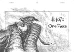animal elephant empty_eyes english_text episode_number highres male_focus nightberry nightmare_fuel official_art one_piece scary sketch solo standing toei_animation tusks zunesha