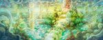  above_clouds artist_request bridge clouds cloudy_sky commentary day english_commentary fushigi_no_dungeon game_cg light_particles no_humans official_art outdoors pokemon pokemon_(game) pokemon_mystery_dungeon scenery sky third-party_source wide_shot 