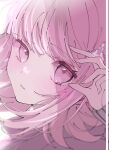  1girl black_jacket closed_mouth danganronpa_(series) danganronpa_2:_goodbye_despair from_side galaga hair_ornament hand_up highres jacket long_sleeves medium_hair nanami_chiaki parted_lips pink_eyes pink_hair portrait pote_(pote_39) solo teeth 