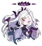  1girl ahoge b.t._(boob_tong) blue_archive blush breasts chibi demon_horns demon_wings hair_ornament halo hina_(blue_archive) horns long_hair multiple_horns parted_bangs small_breasts solo violet_eyes white_hair wings 