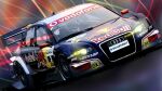  1boy audi audi_a4 car deutsche_tourenwagen_masters helmet kirishima_juukougyou light_trail mattias_ekstrom motor_vehicle race_vehicle racecar real_life spoiler_(automobile) vehicle_focus 