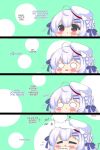 1boy 1girl 4koma azur_lane commander_(azur_lane) cygnet_(azur_lane) fish_and_chips headpat kurukurumagical