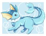  animal_focus black_sclera blue_background blue_theme border colored_sclera commentary_request fluffy from_side full_body highres looking_back neko_gyoza no_humans outside_border partial_commentary pokemon pokemon_(creature) solo standing vaporeon white_border white_eyes 