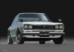  black_background car m.m_(chosuke320) motor_vehicle nissan_skyline nissan_skyline_c10 nissan_skyline_gt-r no_humans original shadow signature vehicle_focus 