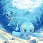  air_bubble bubble full_body highres manaphy nevedoodle no_humans open_mouth phione pokemon pokemon_(creature) underwater 
