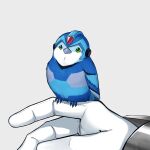  bird bird_on_hand blue_bird commentary english_commentary green_eyes helmet highres mega_man_(series) mega_man_x_(series) simple_background twitter wolf9431 x_(mega_man) 