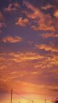  absurdres clouds cloudy_sky evening highres no_humans oka_kojiro orange_sky original power_lines scenery sky utility_pole 