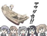  :3 arashio_(kancolle) arashio_kai_ni_(kancolle) asashio_(kancolle) asashio_kai_ni_(kancolle) black_hair blue_eyes brown_eyes brown_hair chibi combat_helmet dress fallschirmhelm ferret-san grey_hair helmet kantai_collection kasumi_(kancolle) kasumi_kai_ni_(kancolle) light_brown_hair long_hair michishio_(kancolle) michishio_kai_ni_(kancolle) military_vehicle motor_vehicle ooshio_(kancolle) ooshio_kai_ni_(kancolle) panzerkampfwagen_iii pinafore_dress ship shirt side_ponytail sleeveless sleeveless_dress stahlhelm tank translation_request twintails upper_body watercraft white_shirt 