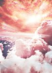  absurdres clouds cloudy_sky cumulonimbus_cloud evening highres lens_flare no_humans oka_kojiro original pink_sky scenery sky 