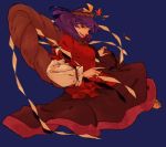 breasts kimochi leaf long_skirt pointing purple_hair red_eyes shimenawa short_hair skirt touhou yasaka_kanako