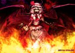  artist_request claws demon fangs fire folce hat horns red_eyes remilia_scarlet short_hair solo touhou vampire wings 