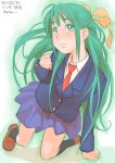  green_hair higurashi_no_naku_koro_ni long_hair school_uniform sonozaki_mion sonozaki_shion zenkou 