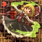  :d akihiyo aura blonde_hair bow character_name crescent_moon cross dress_shirt drooling empty_eyes hair_bow long_sleeves mary_janes moon necktie no_nose open_mouth red_eyes rumia saliva shirt shoes short_hair skirt skirt_set smile solo tie_clip touhou vest white_shirt 