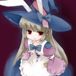  apron bunny_ears hat irisu_kyouko irisu_syndrome kt2 rabbit_ears red_eyes ribbon solo witch_hat 