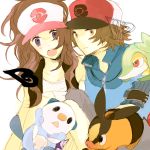  brown_hair hat meiji_(artist) oshawott pokemon pokemon_(game) pokemon_black_and_white pokemon_bw snivy tepig touko_(pokemon) touya_(pokemon) 