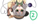  anti-gravity green_eyes hat komeiji_koishi okumari open_mouth silver_hair solo touhou upside-down 