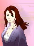  brown_hair female green_eyes hot_jikan japanese_clothes kimono lo_wen long_hair sarashi solo suikoden suikoden_ii 