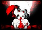  blue_hair full_moon hands hat head_tilt letterboxed looking_at_viewer moon pale_skin red_eyes remilia_scarlet ribbon short_hair silver_hair slit_pupils touhou 