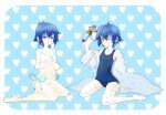  blue_eyes blue_hair dual_persona gun jacket_over_swimsuit k-a-i labcoat one-piece_swimsuit open_clothes persona persona_4 ray_gun school_swimsuit shirogane_naoto short_hair swimsuit weapon yellow_eyes 