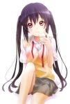  brown_eyes brown_hair digital_media_player earbuds earphones iizuka_ena k-on! long_hair mp3_player nakano_azusa school_uniform solo twintails 