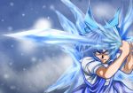  blue_eyes blue_hair bow cirno hair_bow ice ice_sword ribbon short_hair sword tom_(remisaku) touhou weapon wings 