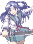  blue_eyes blue_hair knife long_hair school_uniform sketch suzumiya_haruhi_no_yuuutsu yaso_shigeru 